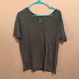 Army Green V-Neck Women's Top